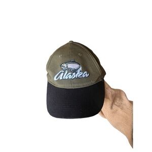 Alaska tourist olive green dad baseball cap hat